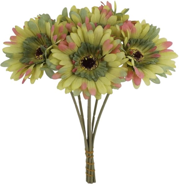 TELMO 6 Gerbera Artificial Daisy Flower Wedding Bouquet - Image 12