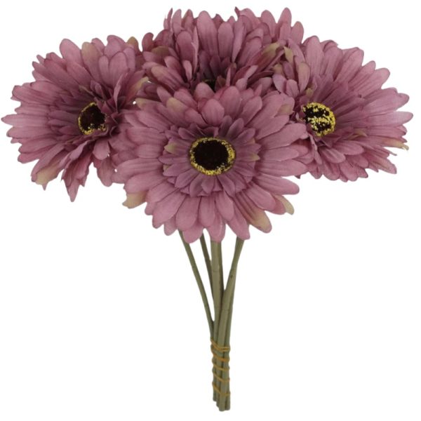 TELMO 6 Gerbera Artificial Daisy Flower Wedding Bouquet - Image 11