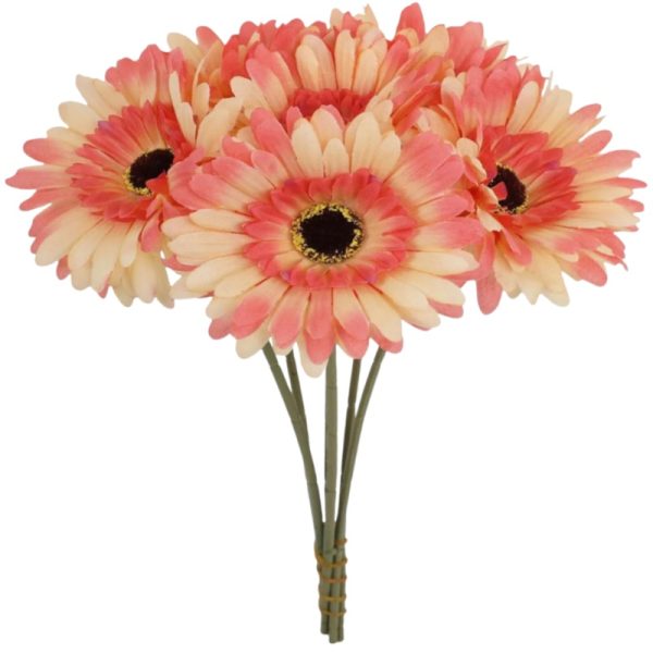 TELMO 6 Gerbera Artificial Daisy Flower Wedding Bouquet - Image 10