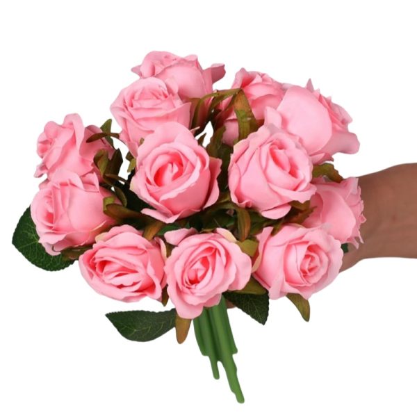 TELMO 12 Heads Fake Rose Silk Flower Bridal Wedding Bouquet Artificial Flower - Image 13