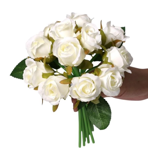 TELMO 12 Heads Fake Rose Silk Flower Bridal Wedding Bouquet Artificial Flower - Image 6