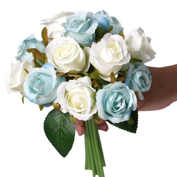 TELMO 12 Heads Fake Rose Silk Flower Bridal Wedding Bouquet Artificial Flower - Image 9