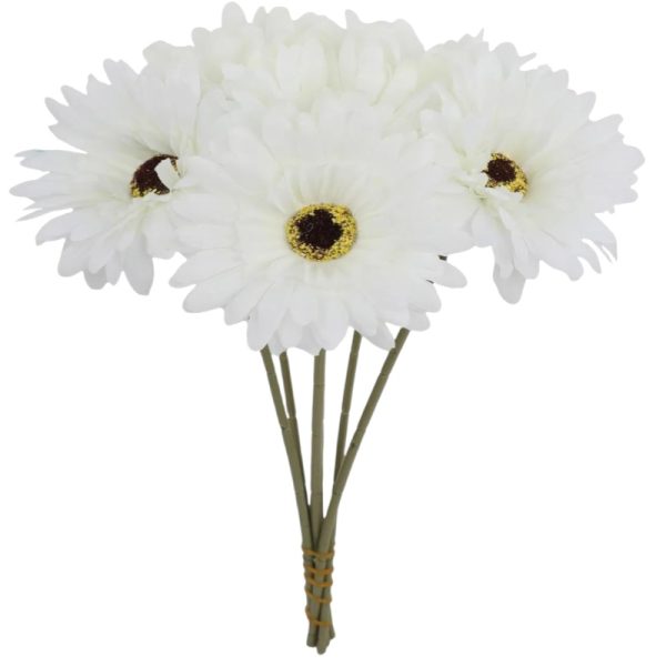 TELMO 6 Gerbera Artificial Daisy Flower Wedding Bouquet - Image 8