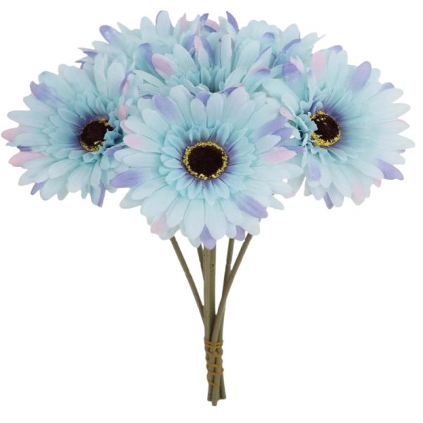 TELMO 6 Gerbera Artificial Daisy Flower Wedding Bouquet - Image 14