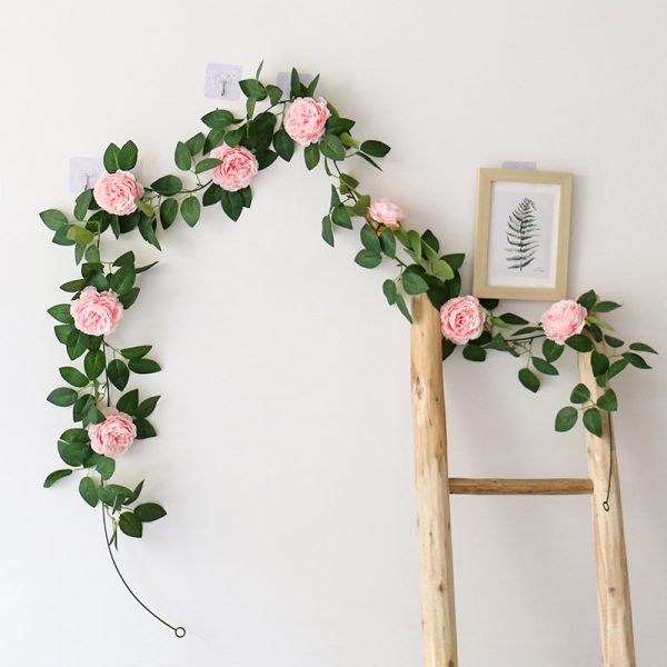 TELMO 6.56FT DIY Wreath Garland Artficial Flower 8 Roses Hanging Wall Decor - Image 6