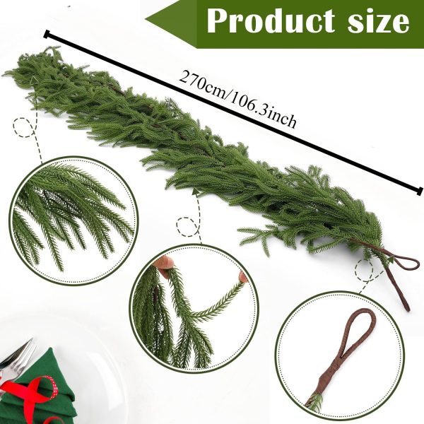 TELMO  Artificial Plant Craft Christmas Vine Pine Needle Cypress Outdoor Decor Artificial Wall Hanging Vine - Image 3