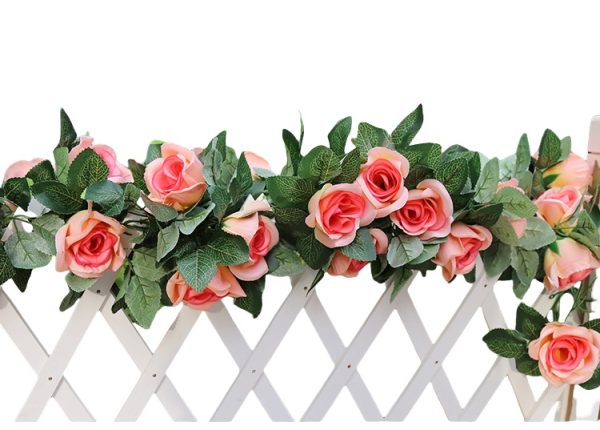 TELMO 14Ft 173" Artificial Rose Vine Hanging Flowers Garland